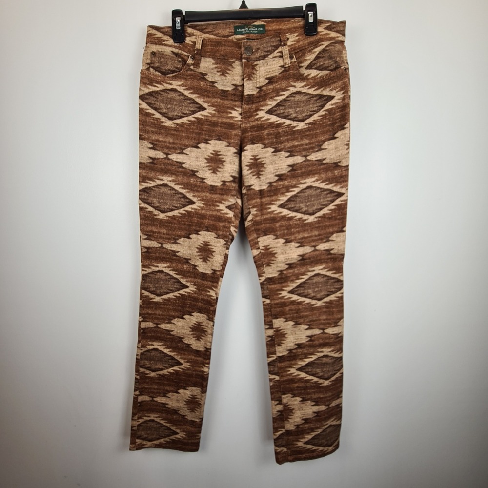 Lauren Ralph Lauren Modern Straight Southwestern Aztec Print Pants Brown Size 8